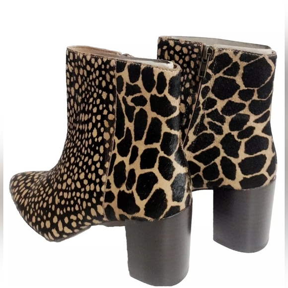 Madewell Women's Ankle Boots Size 7M Spot Mix Calf Hair Toffee Multi-Color NIB - Picture 7 of 10